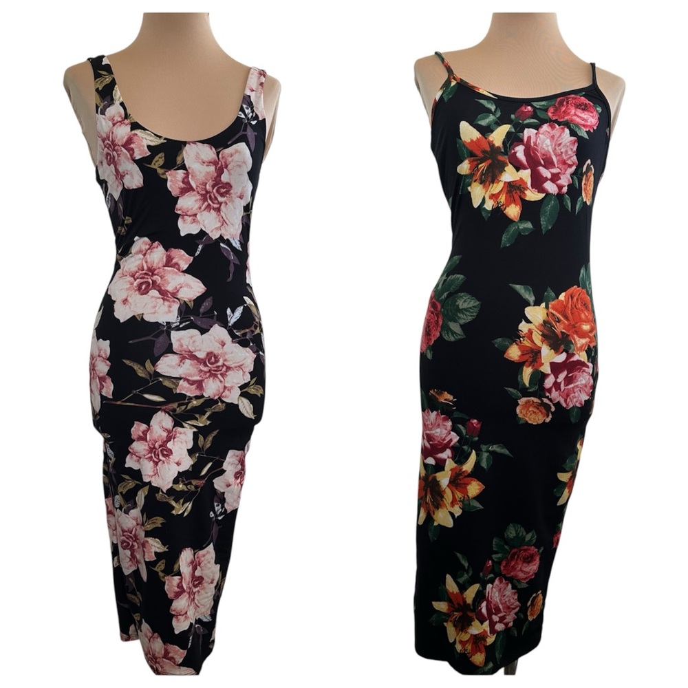 Bundle of 2 Floral Sleeveless Summer Midi Dresses Size Small